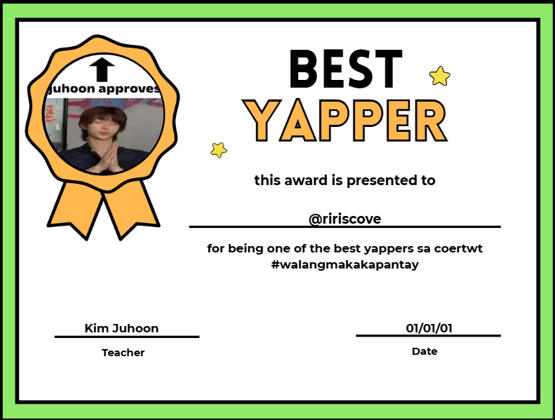ririscove's tweet photo. @aeinzyej YES #certifiedyapper ako tignan mo pa certificate ko..,,,😍 https://t.co/gpVftPUJhi