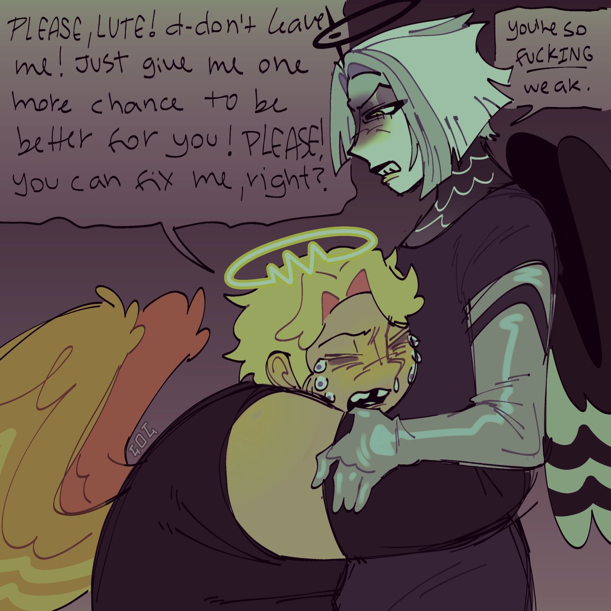 lolbutjustabit's tweet photo. maaaybe not as toxic as u wanted them to be buuut I like to imagine Lute "seeing" Adam in Abel and trying to "fix him" or "make him better" and more like Adam somehow... all the while threatening to leave Abel if he doesn't get "better" yk
#holyblades #hazbintwt https://t.co/sXO3Z4iUwq
