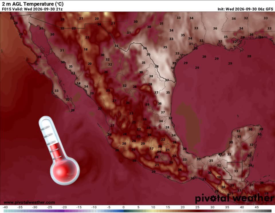 InfoMeteoro's tweet photo. ⚠️PRONÓSTICO MIERCOLES 30/SEP/2026

🚨“#TemporalLluvioso se fortalece y extiende en el noreste, occidente, centro, sur, oriente y sureste por huracán #Rachel y #FrenteFrío1…”

⛈️LLUVIAS/TORMENTA C/GRANIZO⬇️

🔴EVENTOS MÁS INTENSOS🔴
-Sin, Dgo, Coah, NL, Nay, Zac, SLP, Col, Jal, Mich, Gto, Qro, Hgo, EdoMex, CDMX, Gro, Oax, Chis, Camp, QRoo

🟡EVENTOS AISLADOS FUERTES
-Chih, BCS, Tamps, Ags, Mor, Pue, Tlax, Ver, Tab, Yuc

🌡️AMBIENTE DIURNO☀️
🥵36-40ºC noreste, oriente, sureste
😅30-35ºC noroeste, norte, Pacífico
😅20-30ºC occidente, Altiplano (Bajío-Valle de Méx)

⚠️🌬️RÁFAGAS DE VIENTO km/h
35-60 en el norte, noreste, centro y zonas de tormenta, sin descartar mayores
