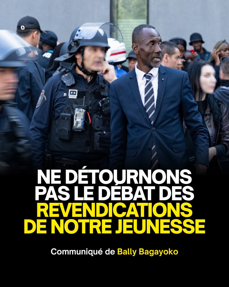 BallyBagayoko's tweet photo. Ne détournons pas le débat des revendications de notre jeunesse

Après la vidéo tronquée de la poubelle, voici la citation tronquée. On voudrait faire croire que j’appelle à la violence. Il n’en est rien. La méthode ne change pas : fabriquer une polémique pour ne jamais parler du fond.

Je le répète : la violence n’est pas notre méthode d’action.

Cette semaine, j’étais devant les lycées de notre ville, aux côtés des jeunes. Ils demandent des moyens et le droit d’apprendre dignement. Leurs revendications sont légitimes.

Et ils subissent des violences dont personne ne parle :
- l’abandon d’un État qui n’investit pas dans leur avenir : classes surchargées, enseignants absents, établissements dégradés ;
- le mépris de responsables politiques qui ne leur répondent jamais ;
- la répression lorsqu’ils le dénoncent, que j’ai constatée moi-même.

Notre responsabilité, c’est de stopper l’escalade. Comme maire, je serai à leurs côtés pour que leurs mobilisations restent sûres et que leur voix soit entendue.

Je refuse qu’on vise les élus qui soutiennent les lycéens sur la base d’un récit mensonger.

J’interpelle le ministre de l’Intérieur, le Premier ministre, le ministre de l’Éducation nationale et la présidente de la Région : que l’appel à la désescalade parte d’abord de vous.

Ceux qui s’indignent d’une demi-phrase se taisent sur l’essentiel. Que répondez-vous sur Parcoursup ? Sur les conditions d’apprentissage ? Sur l’état des lycées ?

Ces jeunes ne demandent pas qu’on parle à leur place. Ils demandent qu’on les écoute et qu’on leur réponde.