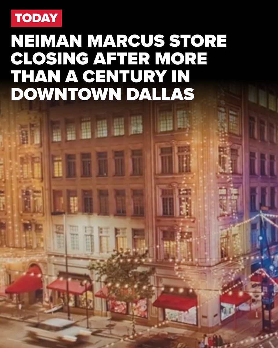 wfaa's tweet photo. TODAY | The historic Neiman Marcus store that has dressed customers in downtown Dallas since 1914 is closing its doors for good:
https://t.co/BWFa8taV98 https://t.co/AL4PW1h05V