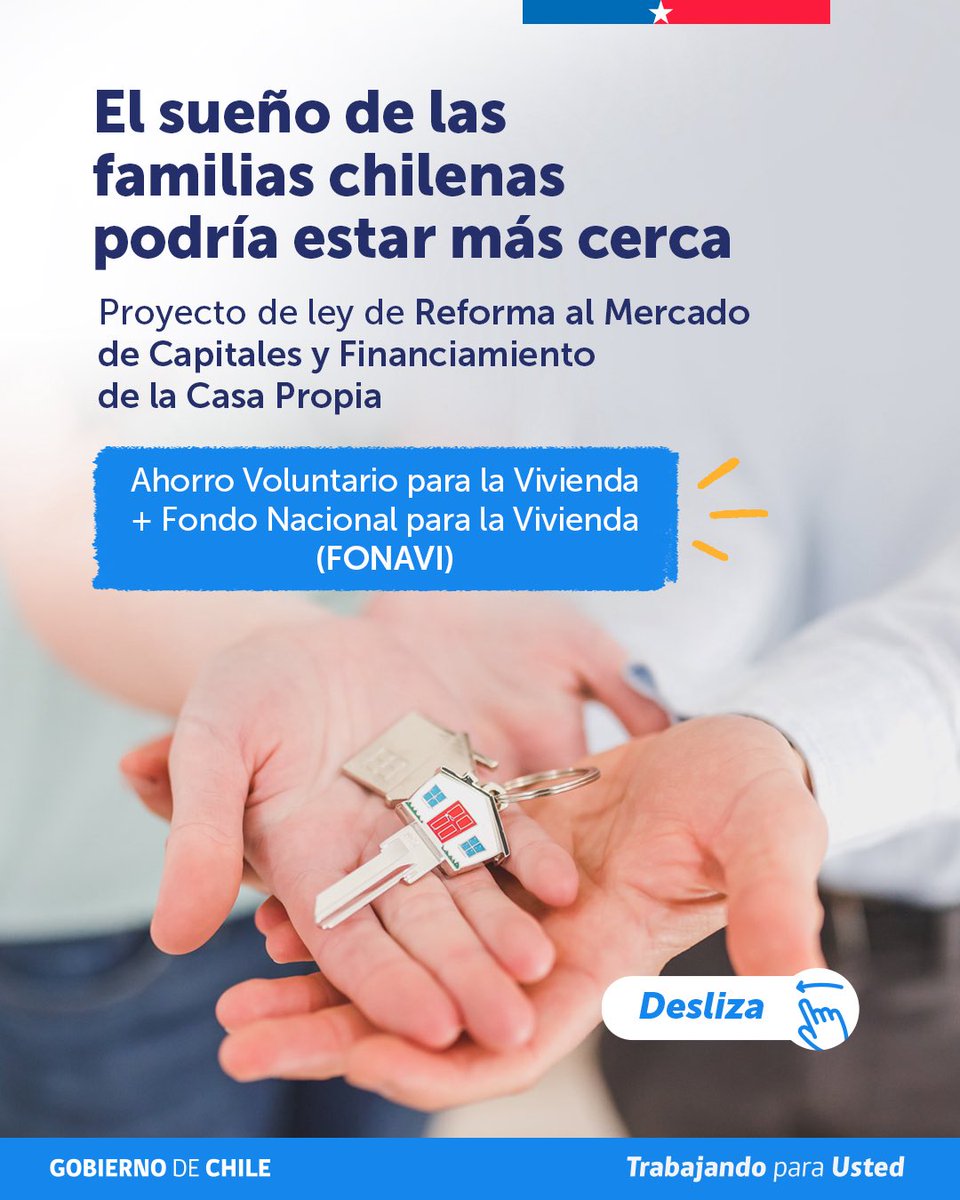 Min_Hacienda's tweet photo. 🏠 🔑 Reforma al Mercado de Capitales y Financiamiento de la Casa Propia. El proyecto propone 2 herramientas para acercar la casa propia: el Ahorro Voluntario para la Vivienda, donde el Estado reconoce tu esfuerzo por reunir el pie, y el FONAVI, que amplía el financiamiento. https://t.co/4FxRXq6LAK