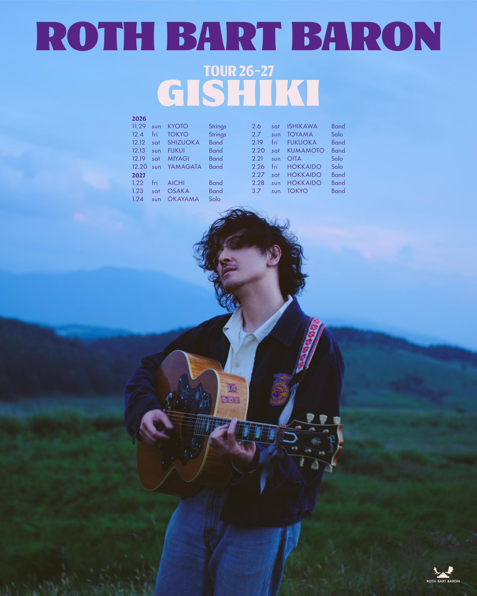 ROTHBARTBARON's tweet photo. GISHIKI TOUR 2026–2027
全日程発表。

2026年、そして2027年。 新たな場所へ、音楽を届けに行きます。
🎫 https://t.co/HswqIkt9ol https://t.co/BdhEuEffym