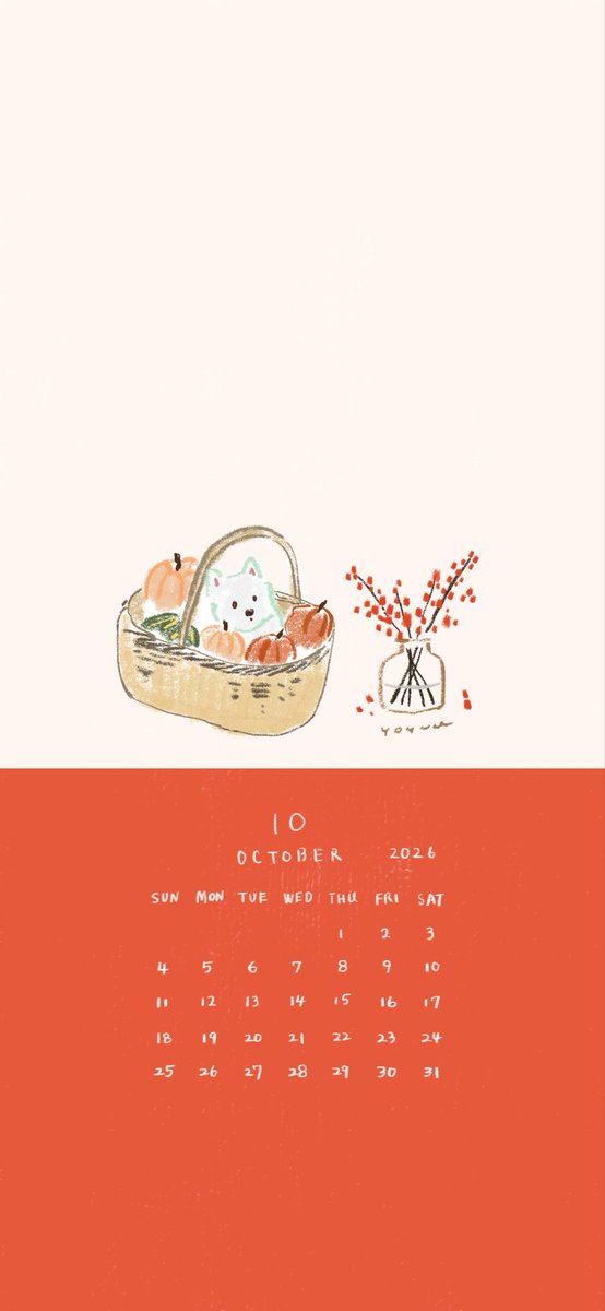 yoyuu_art's tweet photo. 10月待受カレンダー🌷➰
今回は6枚つくりました🐩
お気に入りが見つかれば
ぜひ保存して個人利用の範囲で
待受としてご使用ください✩⡱ https://t.co/MHlUZyTQYG
