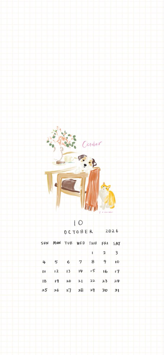 yoyuu_art's tweet photo. 10月待受カレンダー🌷➰
今回は6枚つくりました🐩
お気に入りが見つかれば
ぜひ保存して個人利用の範囲で
待受としてご使用ください✩⡱ https://t.co/MHlUZyTQYG