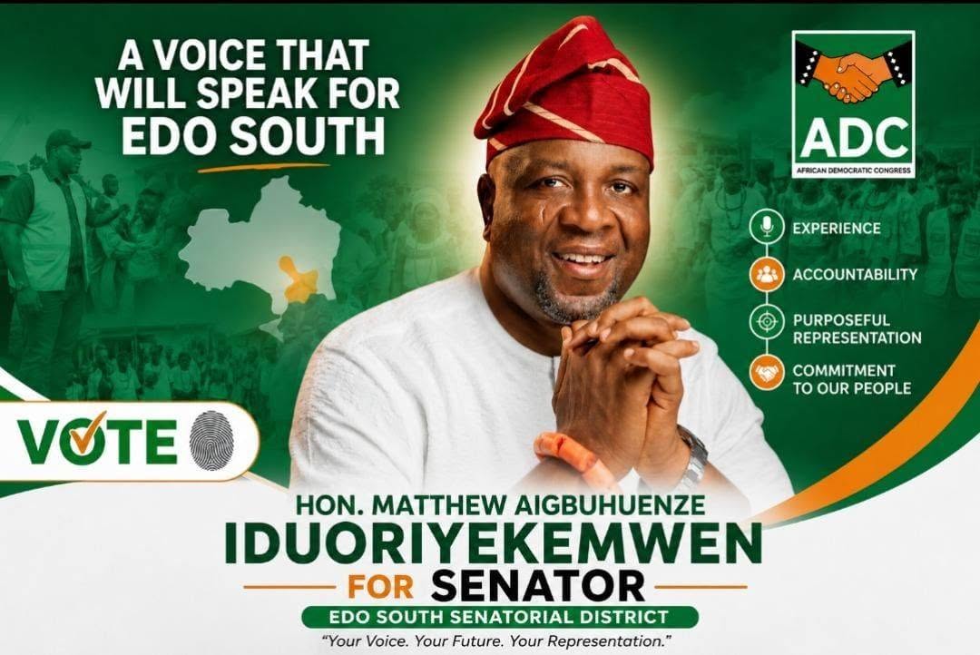 MAI4SENATE2027's tweet photo. Hon. Matthew Aigbuhuenze Iduoriyekemwen’s campaign emphasizes the importance of leadership that remains connected to the people, understands community concerns, and promotes open engagement.

The future of Edo South depends on continuous conversations, active citizenship, and representatives who are prepared to address the issues that matter to residents.

Vote MAI Vote ADC

#MAI4Senate #MAI2027 #EdoSouth #ADC