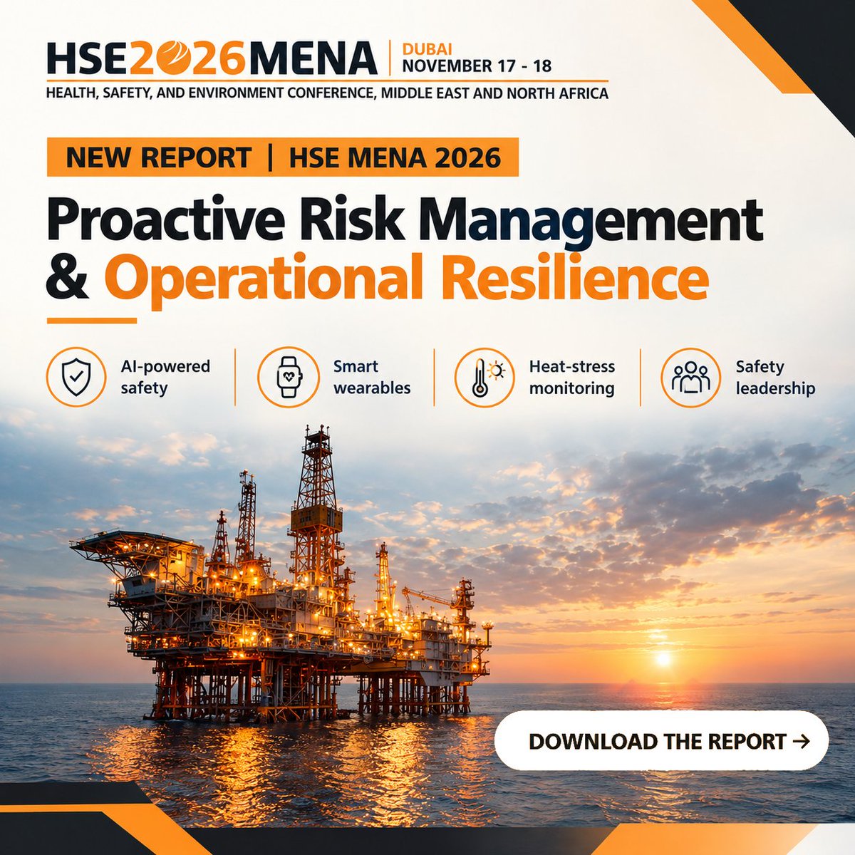 OffshoreNetwork's tweet photo. HSE MENA REPORT 2026!

Our HSE MENA 2026 Report explores AI-powered safety, smart wearables, heat-stress monitoring, accountable leadership &amp; evolving regulations.

 Download now: https://t.co/0DI08qLLyA 

#HSEMENA #offshorenetwork https://t.co/d6vJiwDRXe