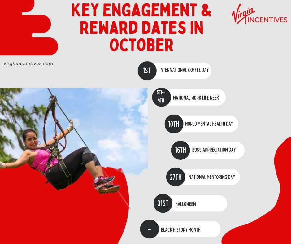 VirginIncentive's tweet photo. It’s a great feeling to be recognised, valued &amp; rewarded. To support your #EmployeeEngagement strategy, we've highlighted some important dates &amp; occasions to engage &amp; celebrate with your teams for the month of October! 🎃🫶

#EmployeeAppreciation #HRcommunity #PeopleCulture https://t.co/PWtoQtQyoq
