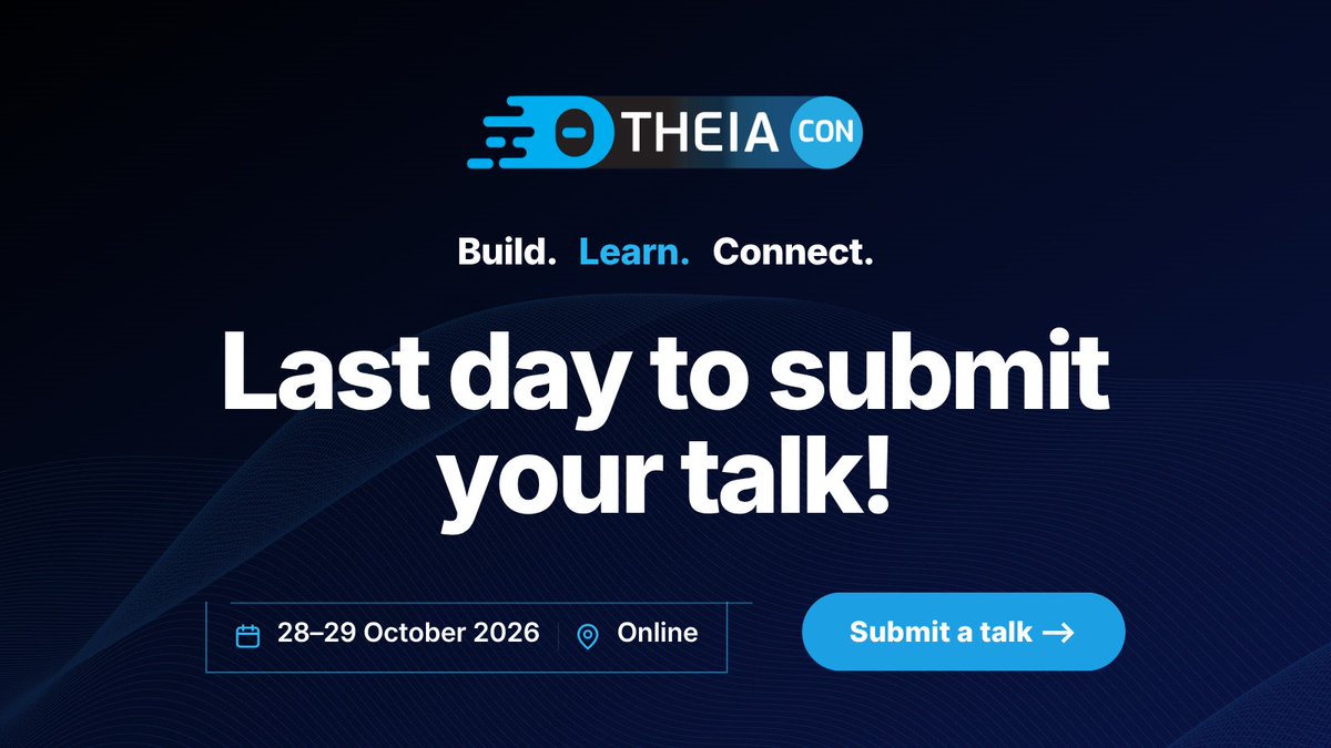 ECDTools's tweet photo. ⏲️ The CfP for TheiaCon 2026 closes today. 
Whether it's a technical deep dive, a case study, or a lightning talk, we'd love to hear your perspective. 

Submit your proposal before the deadline: https://t.co/9To3t8ZkJa

#TheiaCon #EclipseCloudDevTools #SoftwareToolBuilders #AI https://t.co/viKiR6O8gW