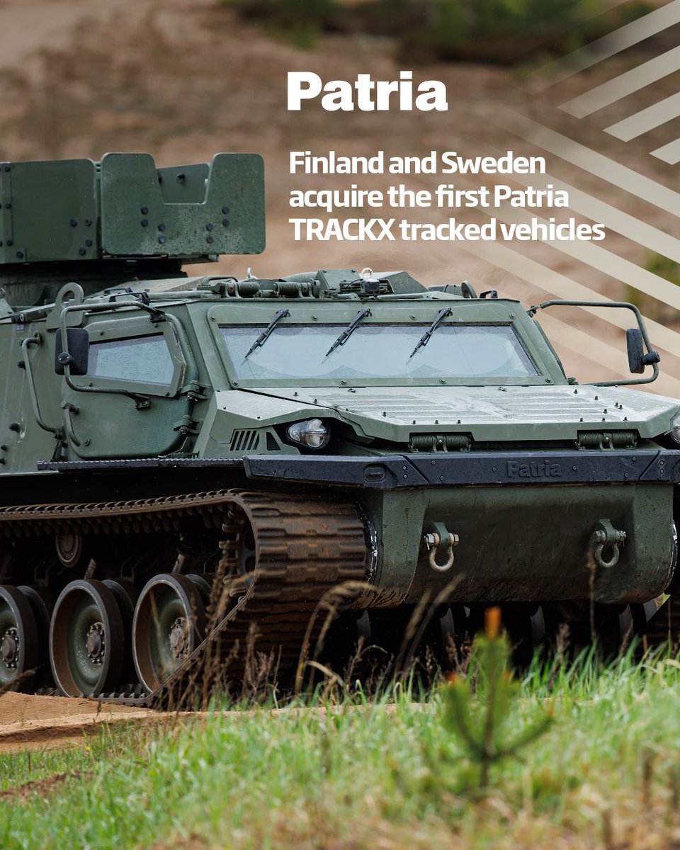 group_patria's tweet photo. Finland and Sweden move forward to the next procurement phase of Patria TRACKX. 🇫🇮🇸🇪

Finland will acquire Patria TRACKX vehicles, together with related support arrangements. In addition, Finland and Patria have signed a Letter of Intent concerning potential future serial deliveries. Sweden will acquire tracked vehicles for testing and evaluation purposes. Deliveries of the vehicles will begin in 2027. 

The procurement phase builds on the Implementation Arrangement signed by @Puolustusvoimat and the Swedish Defence Materiel Administration (FMV) at the Eurosatory exhibition in June 2026. 

Read the full press release: https://t.co/T3sjzcF4j6

Patria TRACKX has been developed as part of the FAMOUS programme that has received funding by the EU, EDIDP - FAMOUS and EDF - FAMOUS 2.

#PatriaGroup #whenifisnotanoption #extremeconditionsembedded #defenceindustry