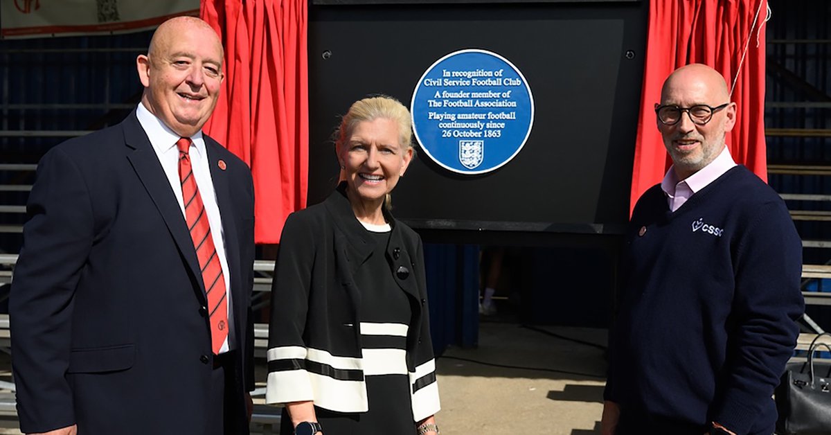 FA's tweet photo. We were pleased to honour one of the most remarkable and enduring stories in world football, marking @csfc1863's extraordinary unbroken record of playing football continuously since 1863.