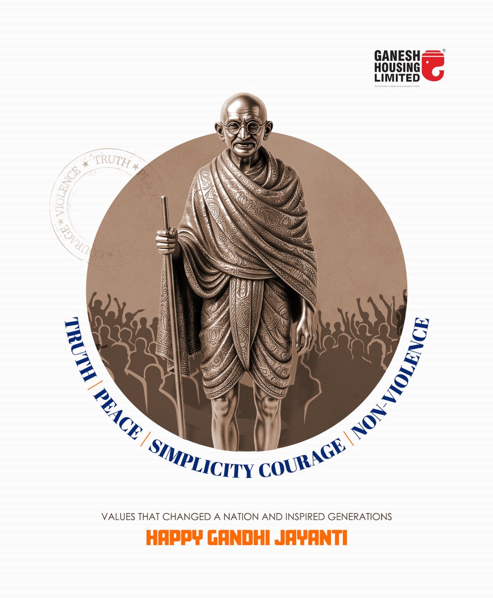 GaneshHousing's tweet photo. Simple values create a powerful legacy!

#GandhiJayanti #TruthAndNonViolence #PeaceAndSimplicity #ValuesThatInspire #NationBuilders #InspiringGenerations #GaneshHousingLimited https://t.co/Owncx8VVTU
