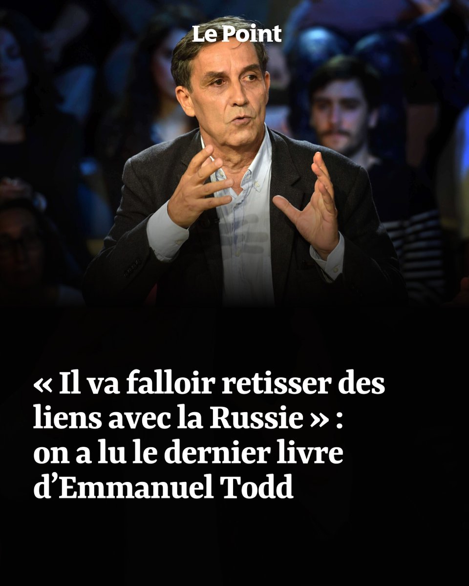 LePoint's tweet photo. « Il va falloir retisser des liens avec la Russie. » Le démographe Emmanuel Todd publie « La Dislocation », à la fois brillant par ses analyses sociologiques et troublant par ses positions politiques.

➡️ https://t.co/xGkWGZq9PO
Par @smahrane #ARelire https://t.co/vbeoF2MRrg