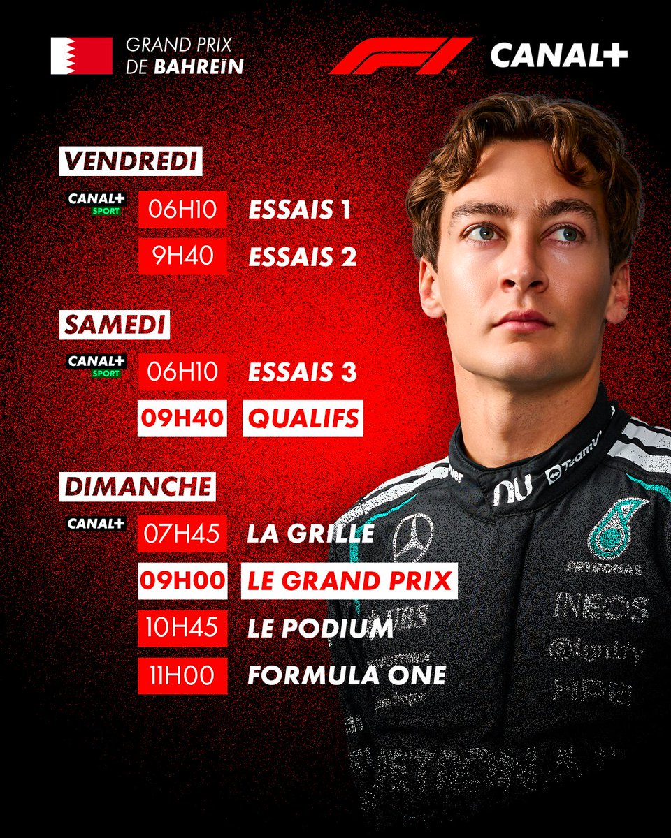 CanalplusF1's tweet photo. ⏰ Rendez-vous ce week-end pour le Grand Prix de Bahreïn !

#F1 https://t.co/x2a9EzoLyU