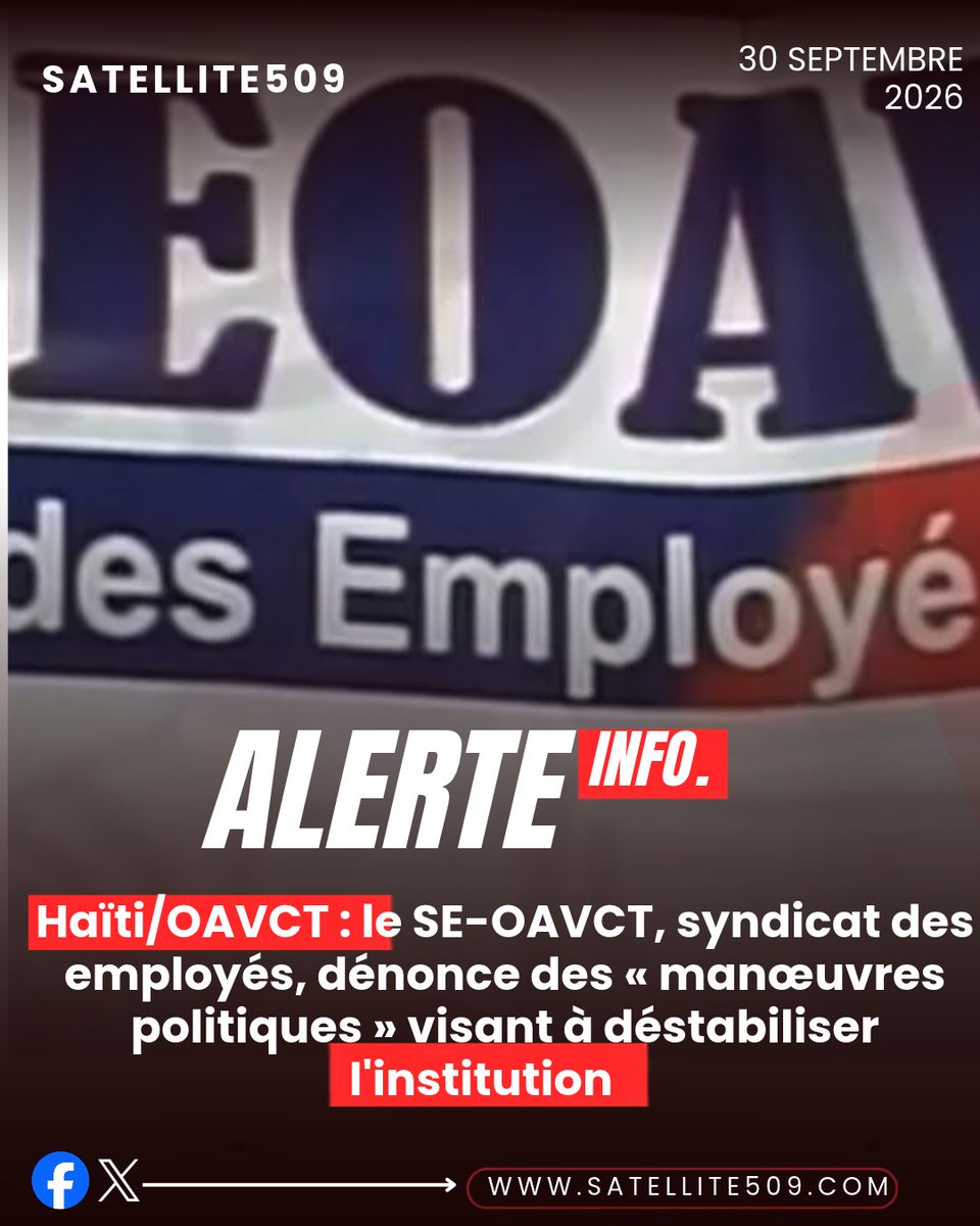 satellite509's tweet photo. Haïti/OAVCT : le SE-OAVCT, syndicat des employés, dénonce des « manœuvres politiques » visant à déstabiliser l'institution                                                                                                                                                                  https://t.co/J0lkuTyXfC