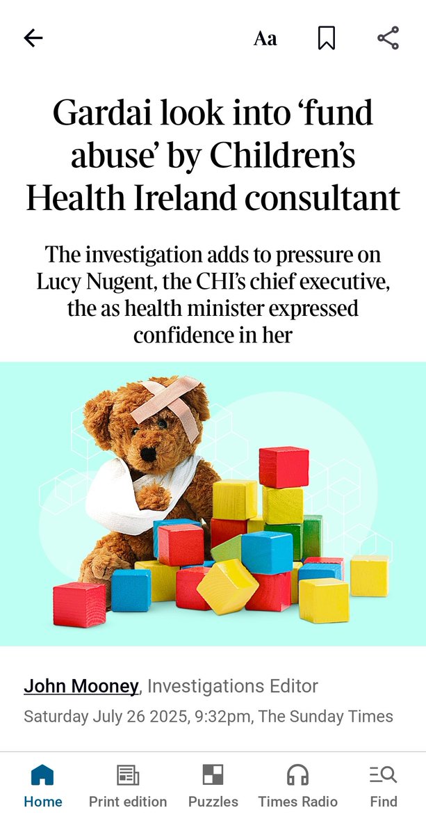 caulmick's tweet photo. No more Hiding #PublicInquiryNow! 

Gardai look into fund abuse' by Children's Health Ireland consultant

The inquiry was triggered after the HSE referred to gardai a copy of an internal 2021 report, which found the consultant was paid €35,800 to run weekend clinics, funded by the National Treatment Purchase Fund (NTPF) in breach of guidelines.

The investigation adds to pressure on Lucy Nugent, the CHI's chief executive, the as health minister expressed confidence in her.

The National Economic Crime Bureau is now investigating possible offences involving the collection of NTPF fees relating to about 180 cases. The development raises serious questions for Lucy Nugent, the embattled chief executive of the CHI, who did not refer the report to gardai when she became aware of it.

The HSE passed the report to officers in June after learning of its existence following the publi­cation of its findings in The Sunday Times.

The unpublished report outlined a litany of alleged wrongdoings, malpractice, cover-ups and disregard for the treatment of ill children. It also documented how surgical trainees were allegedly subjected to humiliation and children subjected to intolerable risks because of mismanaged services.

The HSE complaint said it believed the report had uncovered the potential misappropriation of public funds.

#JusticeforHarvey #BackUs #CHI #HSE #Dáil #HowIrelandWorks 

https://t.co/Tin3CrY0RD