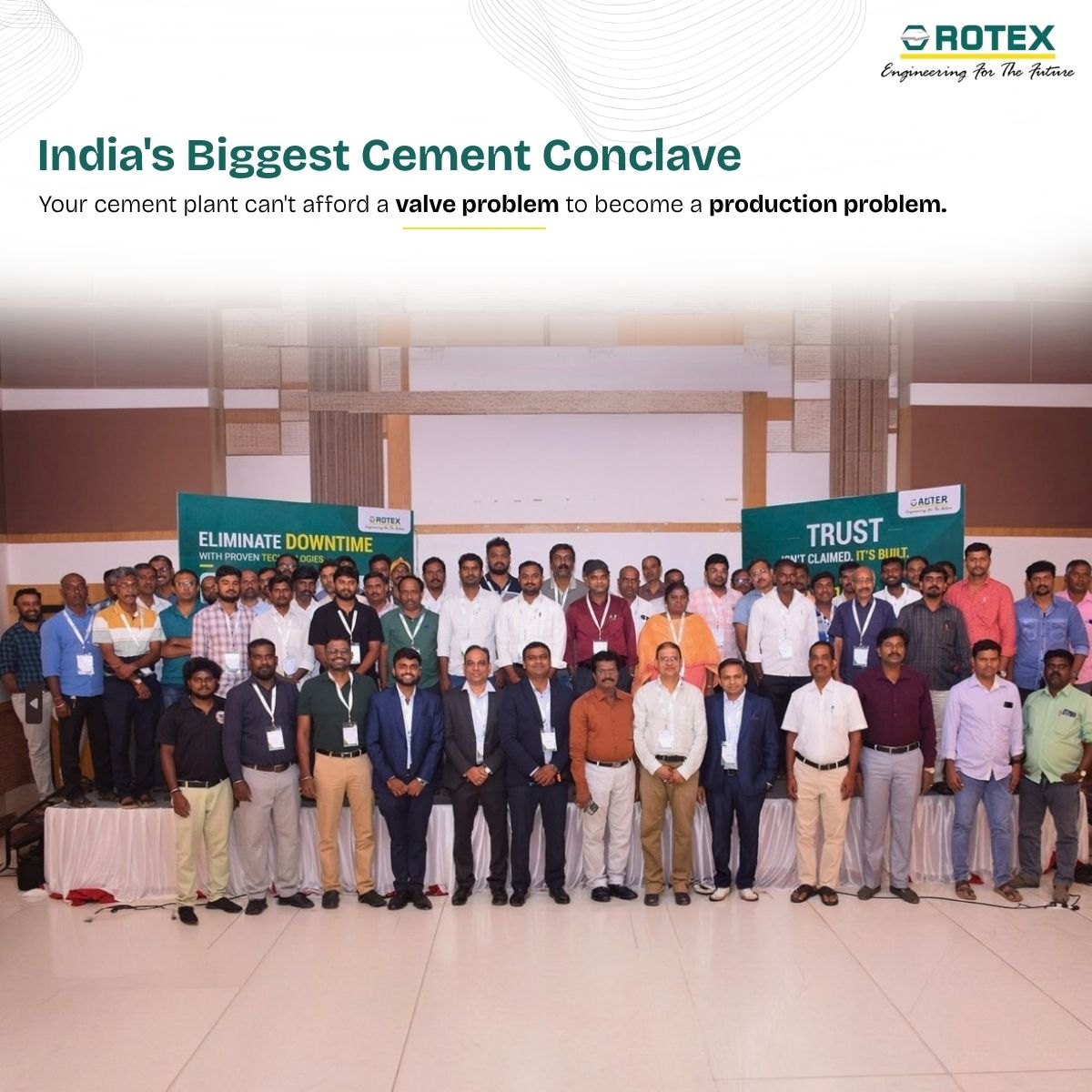 RotexAutomation's tweet photo. India’s Biggest Cement Conclave, hosted by Rotex, brought 62 leaders from 7 cement plants together in Ariyalur. From smarter SOV &amp; PJV applications to pneumatic reliability, discussions were practical, technical and action-driven. Now, let’s take reliability to the plant floor. https://t.co/3rS5bjYbKa