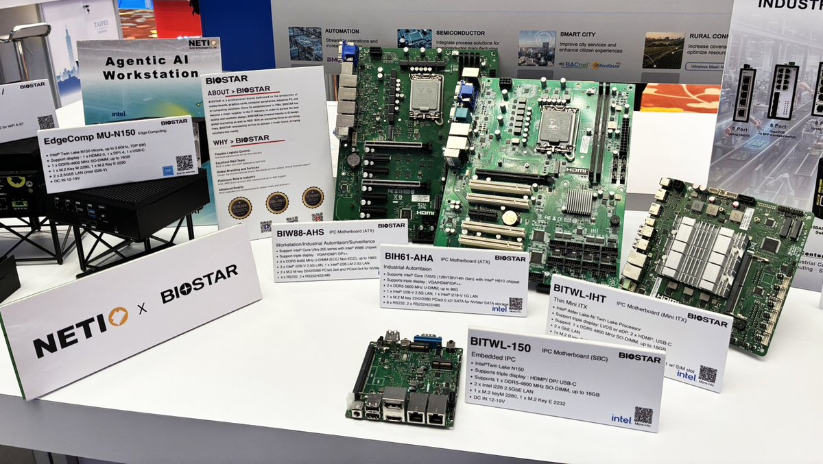 BIOSTAR_Global's tweet photo. It’s been a great two days at #techweek Singapore 2026!
#BIOSTAR, together with #Netio Technologies, showcased AI IPC solutions, industrial motherboards, and EdgeComp™ systems designed to power the future.
https://t.co/eLwDljMYZY

#intel #AMD #nvidia #IndustrialSolutions #AI https://t.co/rWvIjJyb9m