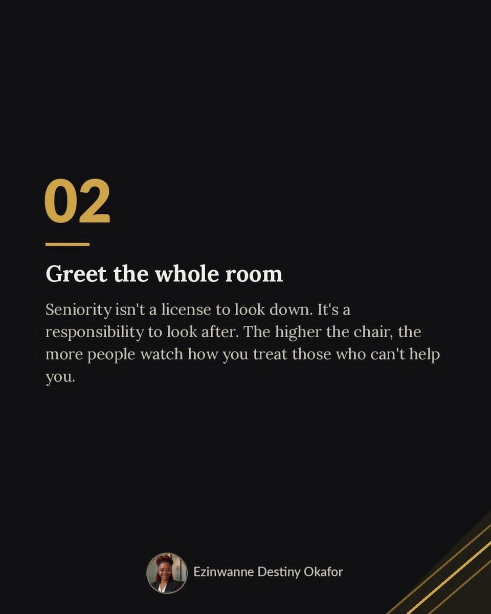 Cassy_Blakes's tweet photo. The best leaders I've met greet the whole room, not just the decision makers. Not as a tactic, as a reflex. Because they know a title is something you're given, but respect is something you keep choosing to give.

#leadership 
#leadershipdevelopment 
#leadershipskills https://t.co/aJN8yZA6yg