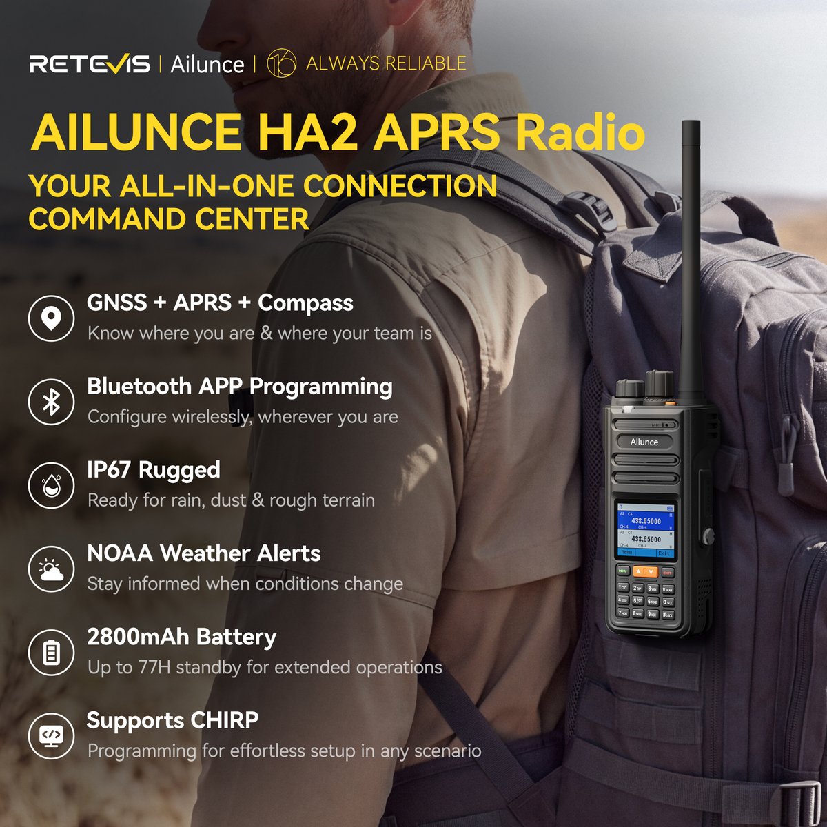 ailunce's tweet photo. Your position. 📍 Your team. 🧭 #AilunceHA2 combines 🛰️ #GNSS + #APRS + #Compass, 📲 #Bluetooth App Programming, 💧 #IP67 #waterproof , 🌦️ #NOAA alerts, 🔋 2800mAh, and 💻 #CHIRP support. 📡
#hamradio #amateurradio #twowayradio #dualband #edc #outdoors #emergency #RETEVISAilunce https://t.co/oJKgtmXdh7