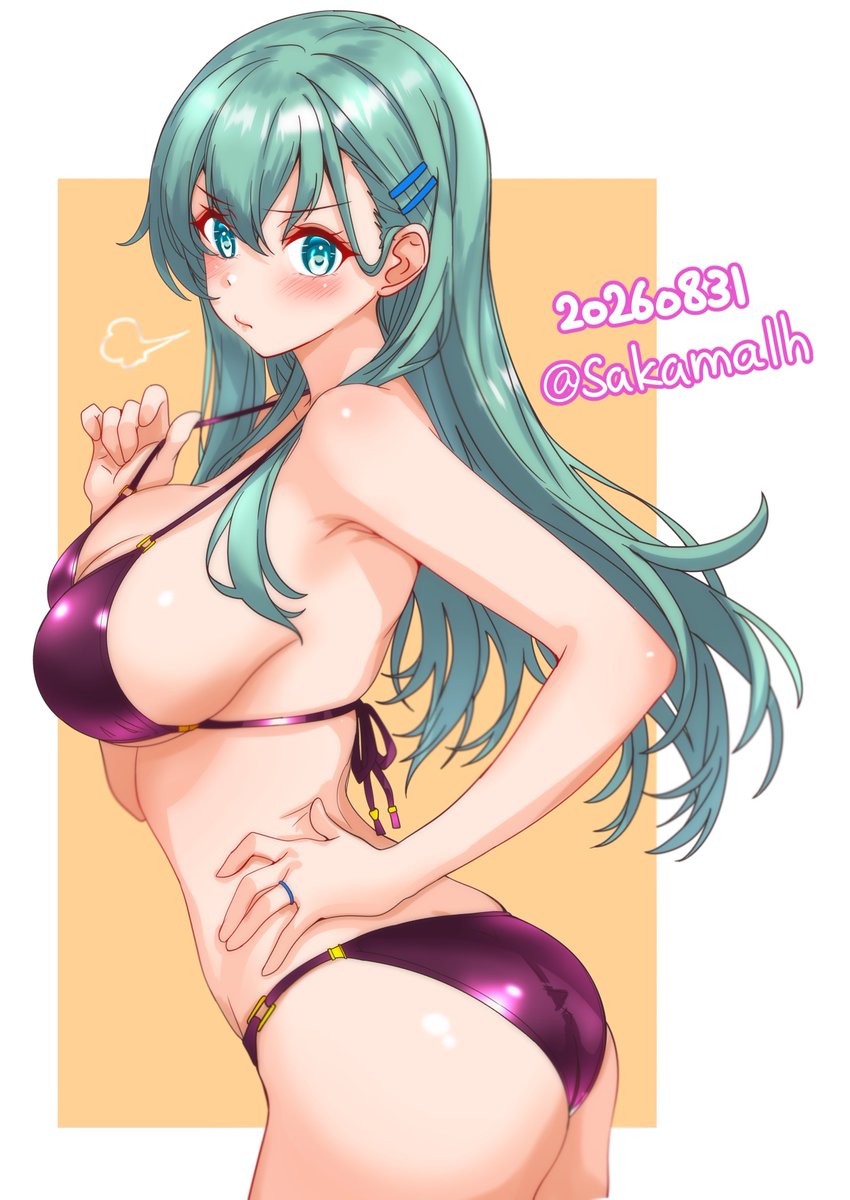 sakamalh's tweet photo. #今月描いた絵を晒そう 
水着部門

鈴谷が8/31だけど8月の今月描いた絵を晒そうを上げた後に描いたので9月に(*´-`) https://t.co/QCxemTYdO1