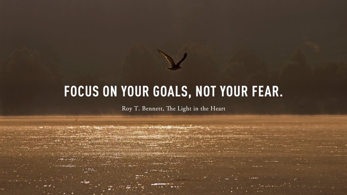 spencerrayner's tweet photo. rep @InspiringThinkn

Focus on your goals, not your fear.
Roy T. Bennett, The Light in the Heart
#motivation #Inspiration #quote #quotes #RoyTBennett https://t.co/gMDudAZEwW