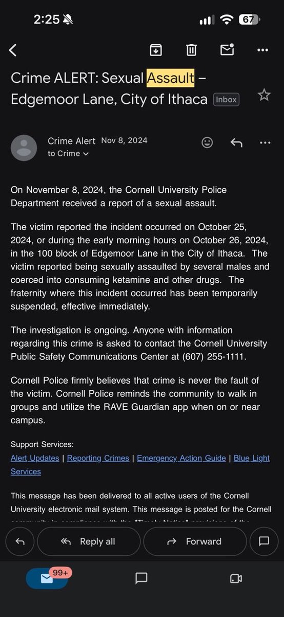 MorozkosWitch's tweet photo. If what the DA said in his interviews was true and Jane doe never said she was raped why did Cornell sent an email to students stating "the Cornell University Police Department received a report of a sexual assault" https://t.co/kt3TZiMVgZ