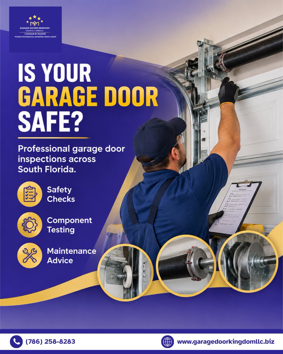 gdkingdomfl's tweet photo. Is Your #GarageDoor Safe?
Regular inspections help identify potential issues before they become costly repairs. Garage Door Kingdom provides reliable #garagedoorinspections to check important components &amp; maintain safe operation.

Schedule your inspection
https://t.co/whYU1OK9gH https://t.co/rrAUzeNrHy