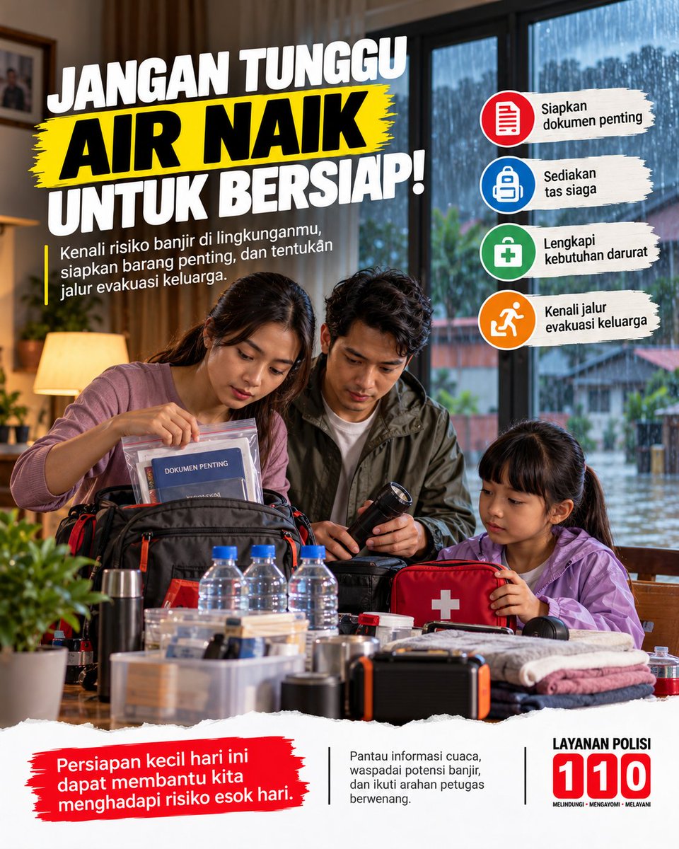 Primaaraya's tweet photo. Ancaman banjir butuh respon cepat dan tepat. Kenali potensi genangan di sekitar Anda. Amankan surat-surat berharga. Tetap fokus pada keselamatan dan abaikan kabar provokatif yang beredar. https://t.co/pzxQ8j0wfB
