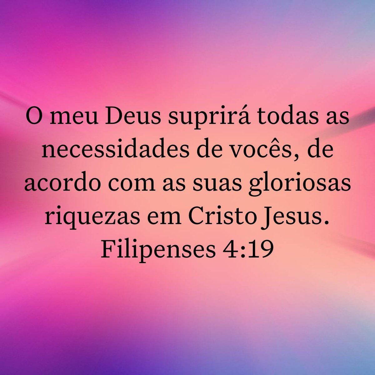 bibliaminuto's tweet photo. O meu Deus suprirá todas as necessidades de vocês, de acordo com as suas gloriosas riquezas em Cristo Jesus.
Filipenses 4:19 https://t.co/KOwUYDcrpb