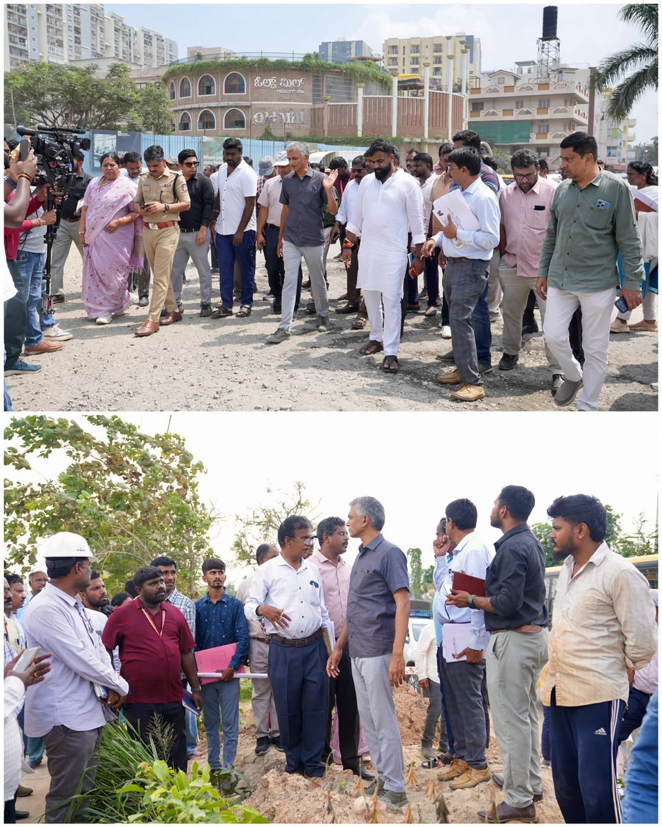 krishnabgowda's tweet photo. Inspected the ongoing work to decongest the Varthur–Gunjur Road, along with officials. Critical stretches are being taken up for repair, with short-, medium- and long-term measures being implemented to ease congestion and improve road conditions.

Work on the entire stretch of Athibelle-Dommasandra-Gunjur -Varthur is underway and our focus is on results on the ground.
#BetterBengaluru