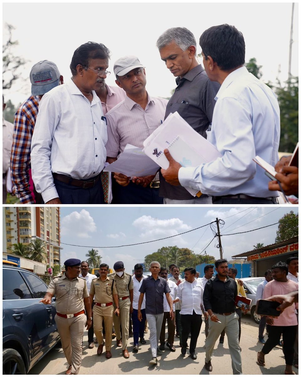 krishnabgowda's tweet photo. Inspected the ongoing work to decongest the Varthur–Gunjur Road, along with officials. Critical stretches are being taken up for repair, with short-, medium- and long-term measures being implemented to ease congestion and improve road conditions.

Work on the entire stretch of Athibelle-Dommasandra-Gunjur -Varthur is underway and our focus is on results on the ground.
#BetterBengaluru