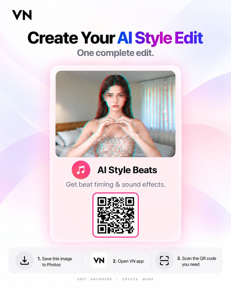 VNVideoEditor's tweet photo. 📖 Check the guide first for setup tips &amp; things to know:
https://t.co/dLaMztVQkH
---
📸 App Link: https://t.co/8JNMFQtSya
🧩 Workflow: https://t.co/xcpT3l5BA2
🎵 Find the AI Style Beats QR code in the comments. https://t.co/29IWw2cZCE