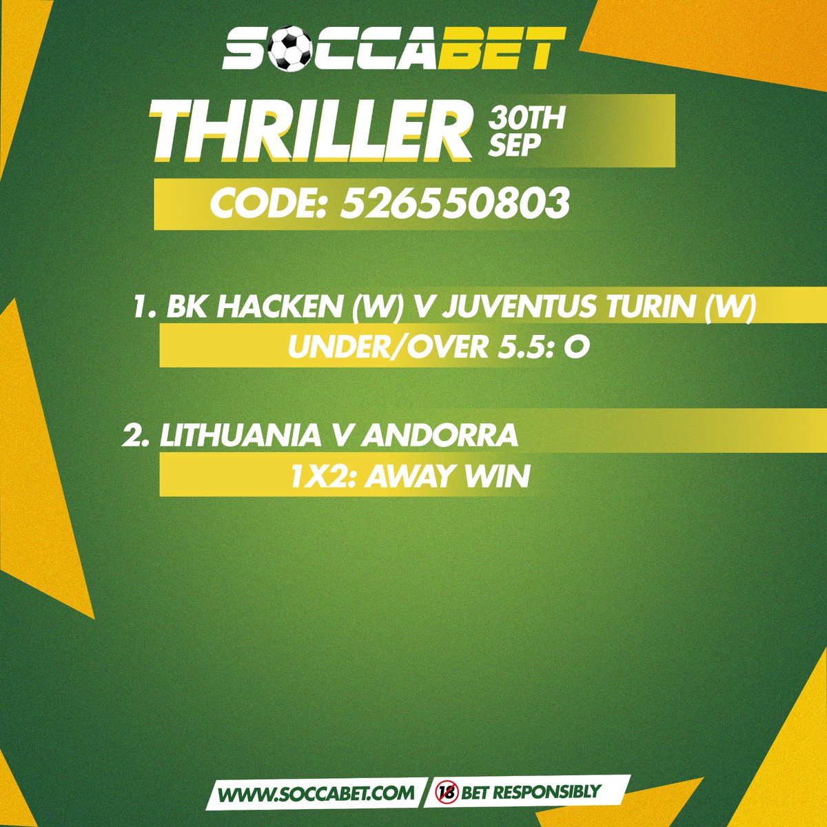 soccabet's tweet photo. Its midweek, let's make some cash. The day's predictions are ready and they look very good.... Choose between Safe, Favourites, Thriller and Other Sports predictions and bet responsibly on the soccabet app. #betwithsoccabet #betresponsibly🔞 https://t.co/e6X8BGWaZl