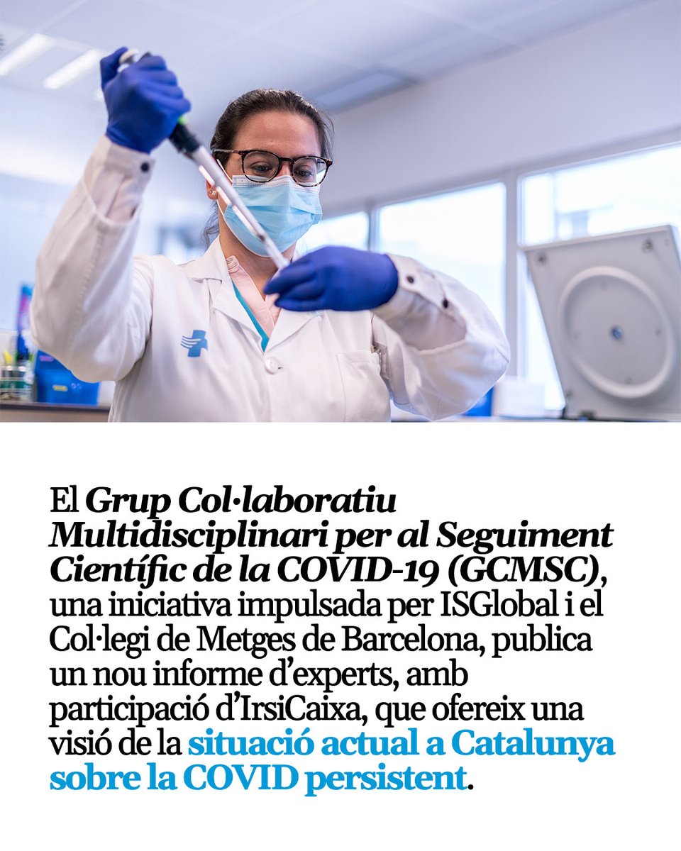 IrsiCaixa's tweet photo. 250.000 persones estarien afectades per COVID persistent a Catalunya, però només unes 14.000 consten al sistema sanitari.

🆕 Un nou informe del Grup Col·laboratiu Multidisciplinari pel Seguiment Científic de la COVID-19, amb participació d’IrsiCaixa, analitza la situació actual. https://t.co/JYDavodLHt