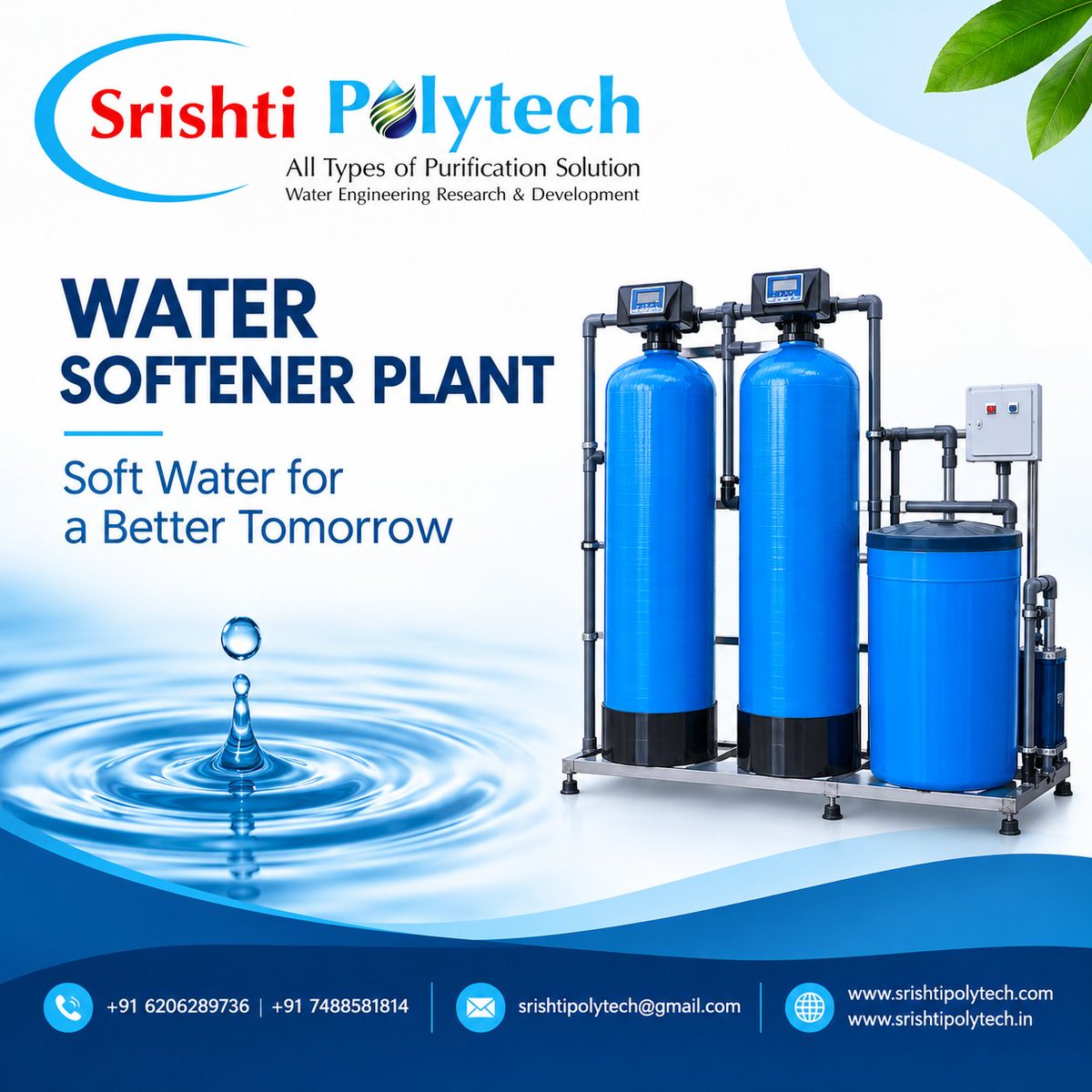 Srishtipoly's tweet photo. Water Softener Plant — effective hardness reduction to help control scaling and protect industrial &amp; commercial water systems.

#WaterSoftener #WaterTreatment #HardWaterTreatment #SrishtiPolytech https://t.co/58G5ffG6FQ