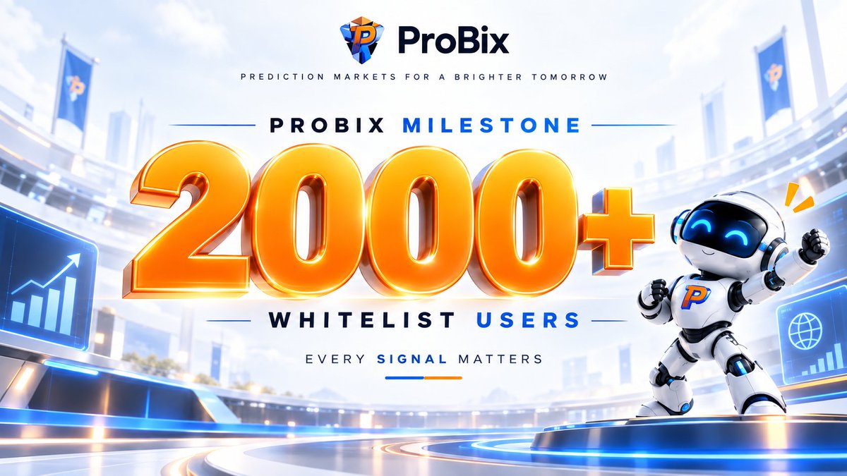 ProBix_AI's tweet photo. 🚀 ProBix Whitelist Milestone

ProBix has now surpassed 2,000+ whitelist users.

From prediction signals to Prediction Markets and AI-powered product access, more users are joining the ProBix ecosystem and becoming part of its next stage of growth.

Thank you to every early participant building with us. 📊

2,000+ and growing.
Every signal matters.
#ProBix #PredictionMarkets #ProBixer #Web3 #SportsAI