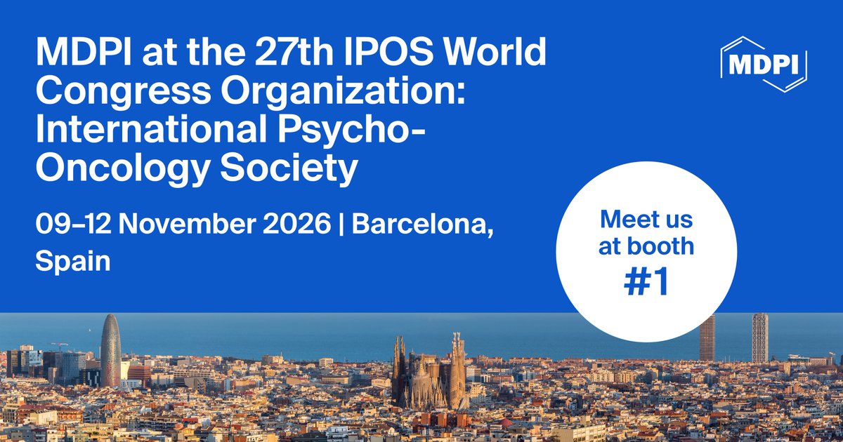 Cancers_MDPI's tweet photo. 🤗Meet Us at the 27th #IPOS World Congress!
Date🗓️: 9–12 Nov 2026
Location📍: Barcelona, Spain
Booth🪧: #1
More details🔗: https://t.co/ev8dcJC5cZ
#CancersMDPI #MDPIconference #PsychoOncology #survivorship #PalliativeCare #DigitalHealth #CancerCare #IPOS2026 https://t.co/mTBY93PQGs