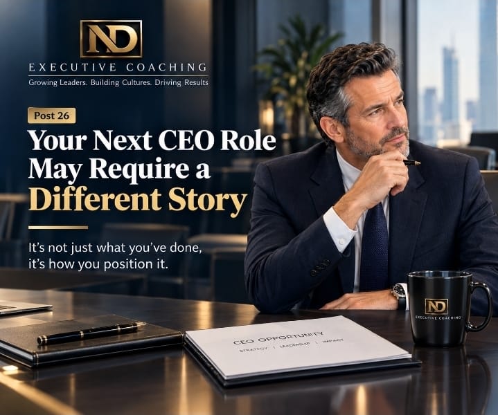 NAELDANDASHI's tweet photo. Your Next CEO Role May Require a Different Story

You have spent 20 years building your leadership career.

You have managed complex organizations and navigated transformation

Does your current career story explain your readiness for your next mandate? https://t.co/CypDywOR7s
