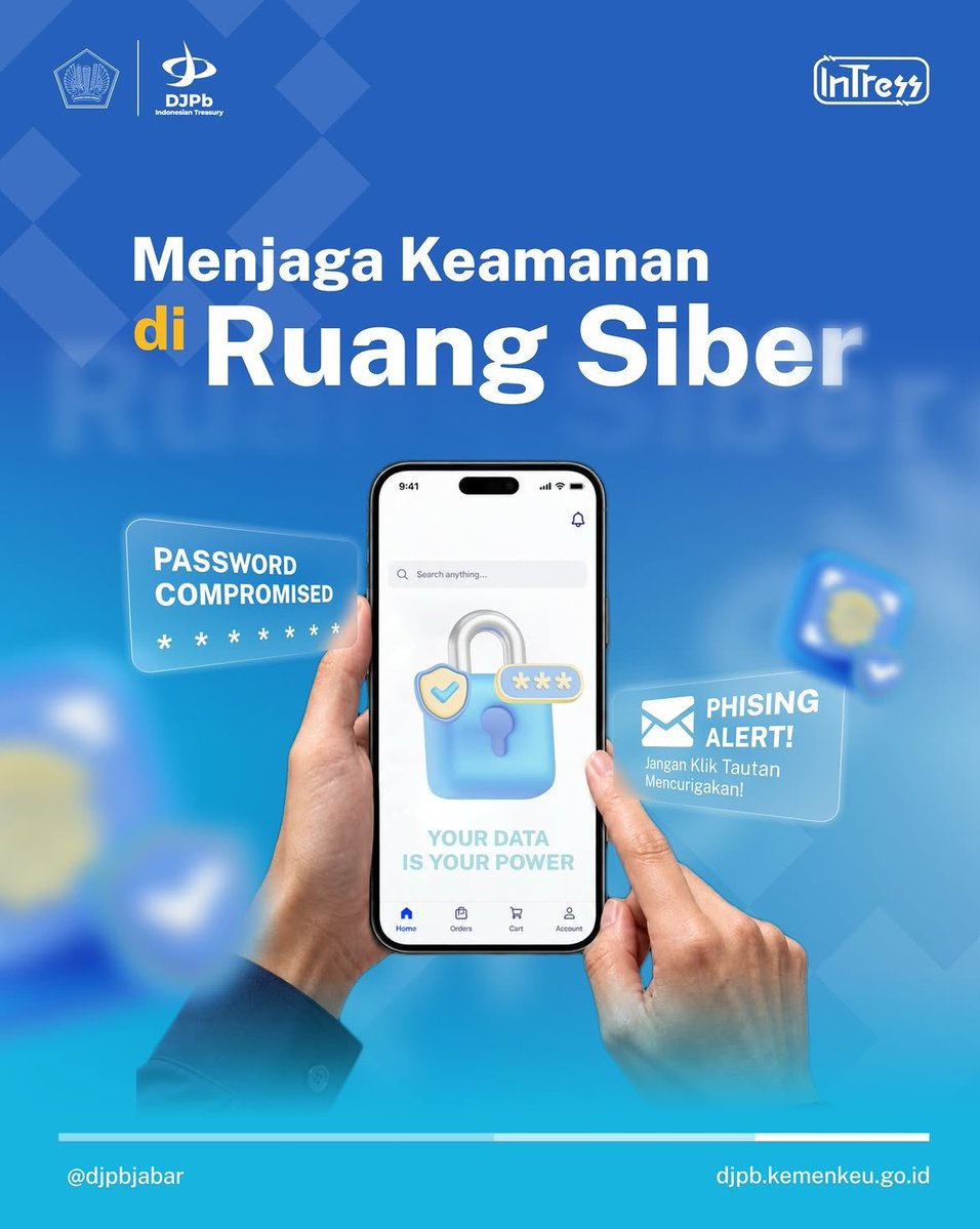 DJPbJabar's tweet photo. Keamanan di ruang siber dimulai dari kebiasaan sederhana. 🔐 

Gunakan password yang kuat, aktifkan 2FA, waspadai tautan mencurigakan, perbarui sistem, dan jaga data pribadi.

Yuk, lebih bijak dan waspada di ruang digital!

#DJPbJabar #DJPbHAnDAL #IndonesianTreasury https://t.co/3yjVMwELpB