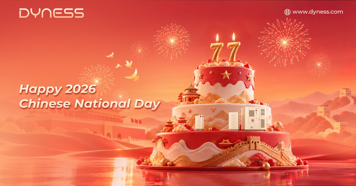DynessESS's tweet photo. 🇨🇳 Happy Chinese National Day 2026 from #Dyness!

As China celebrates its 77th National Day, we celebrate growth, innovation, and a greener energy future. ⚡🌱

Wishing everyone a joyful holiday filled with happiness and meaningful moments with loved ones! ❤️

#ChineseNationalDay https://t.co/3HvyQq8EUG