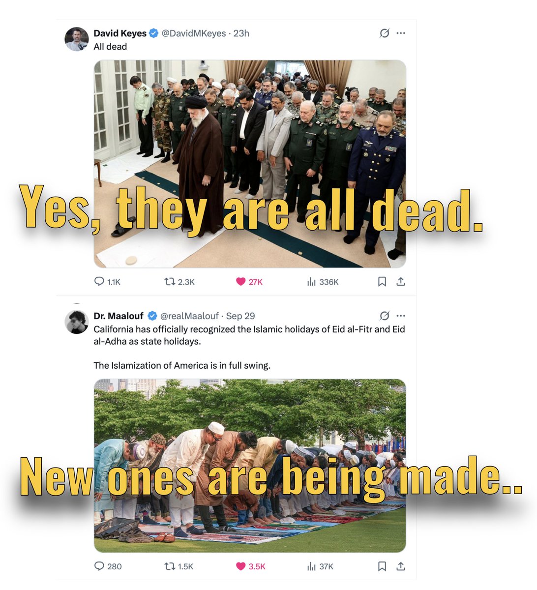 Savakzadeh's tweet photo. Unless we stop the Islamization of the West. 

Islam is a death cult disguised as an Abrahamic religion. 

Why does it disguise itself as an Abrahamic religion? Because doing so will give it legitimacy and acceptance in the societies it infiltrates. Nobody would accept it if we called it for what it was: a sick, perverted death cult.

Instead, it gets called the continuation of Judaism/Christianity.. a "religion of peace.”