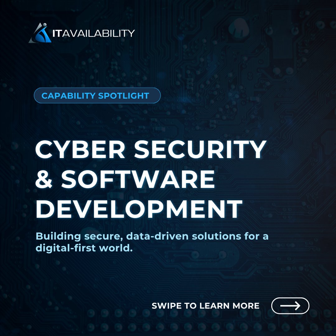 ITAvailability's tweet photo. 𝐂𝐀𝐏𝐀𝐁𝐈𝐋𝐈𝐓𝐘 𝐒𝐏𝐎𝐓𝐋𝐈𝐆𝐇𝐓: 𝐂𝐘𝐁𝐄𝐑 𝐒𝐄𝐂𝐔𝐑𝐈𝐓𝐘 &amp; 𝐒𝐎𝐅𝐓𝐖𝐀𝐑𝐄 𝐃𝐄𝐕𝐄𝐋𝐎𝐏𝐌𝐄𝐍𝐓 🔐💻

What happens when technology needs to be secure, scalable, resilient, and ready for what’s next?

That’s where we comes in.

Explore more: https://t.co/tgiqd0YArh https://t.co/ucKHWOcFz0