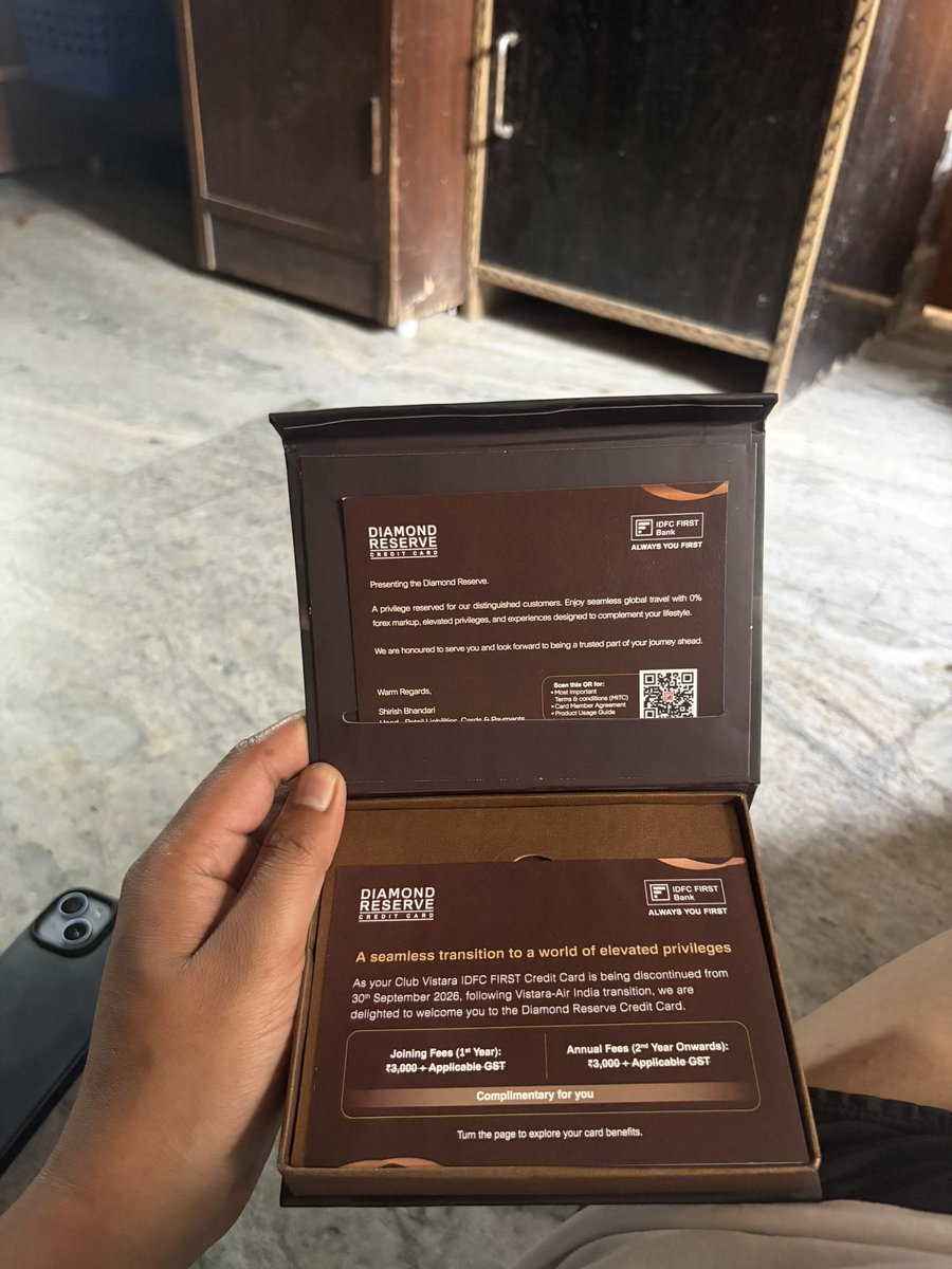 RAJNEESHGUSAI's tweet photo. Complimantary for me diamond reserve idfc credit card #ccgeeks #creditcards #idfcfirstbank https://t.co/YaFEYjCF4P