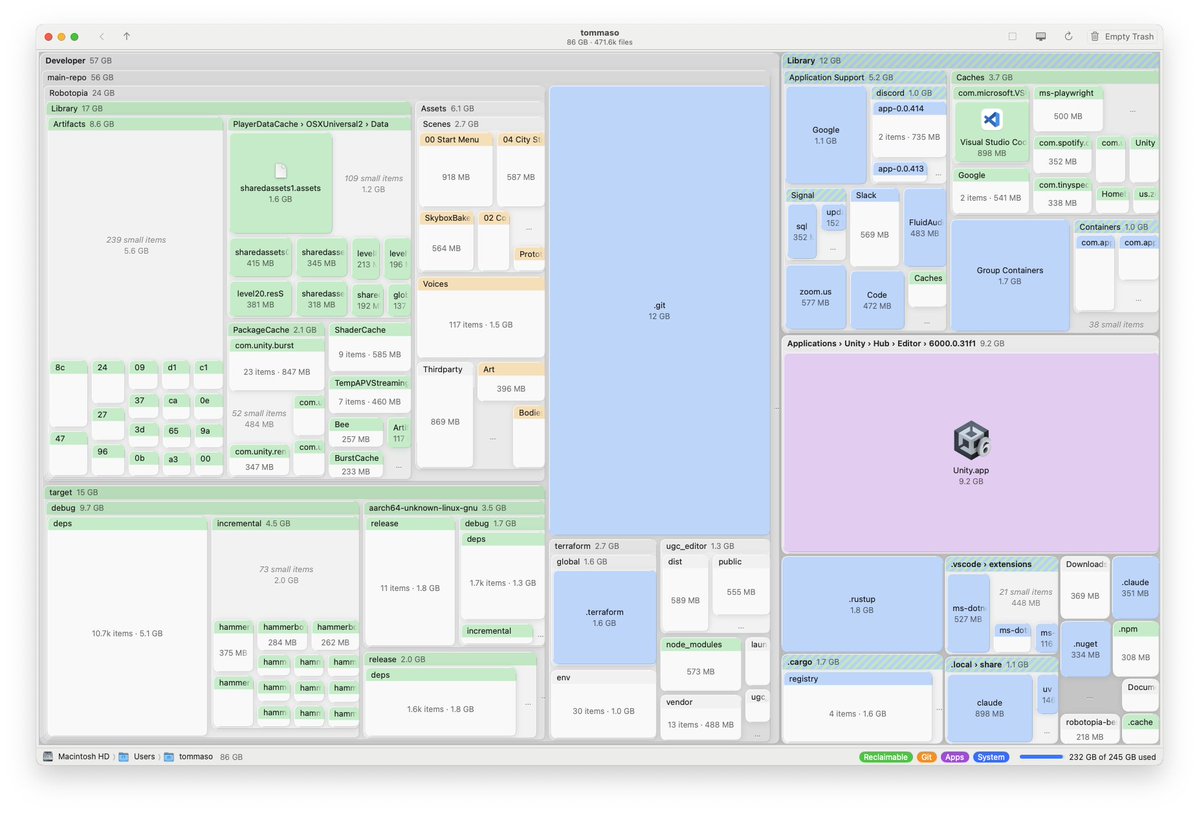 _tomcc's tweet photo. So I cloned that one meme disk tree app, and vibe-polished it into my favorite Disk Tree app for Mac so far. I wish I had this in the last 10 years!

It tries to sort of follow Mac OS design guidelines, it's fast, it finds big files. Enjoy!

https://t.co/6yGbS5b1mn https://t.co/Gh8Wni4UhD