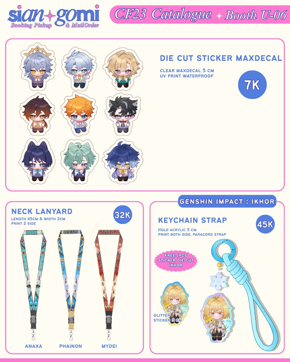 siangomi's tweet photo. [1/5]🔁❤︎ tysm 
sian's #CF23 Catalogue + GA ☘🎁

❤︎ PO Pickup + MailOrder
❤︎ Booth U-06
𖦹 LaDS, Genshin, HSR, TOT, Tamon B'side, ALNST, Ori merch

❤︎ PO Link, GA Details⤵️
#comifuro23 #cf23catalogue https://t.co/Tqf0JrwvXc
