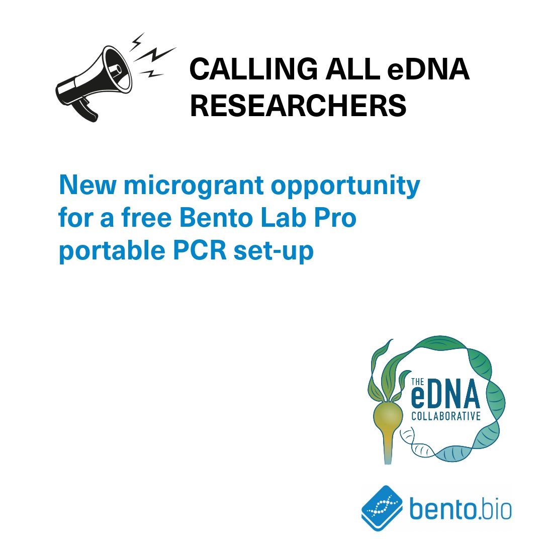 theBentoLab's tweet photo. 🚨OPPORTUNITY ALERT: Need a PCR setup for your #eDNA research? 

The eDNA Collaborative is offering a new round of microgrants in partnership with Bento Bio.

Successful applicants will receive a Bento Lab Pro to help support sample prep, PCR and gel electrophoresis.

Deadline: 9 October 2026

Apply here: https://t.co/ctH8oMwHts