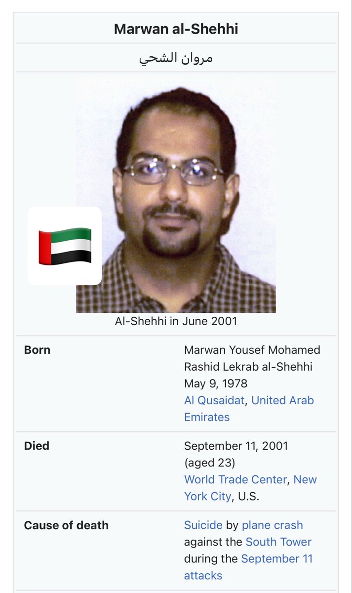 LMCABB's tweet photo. Marwan, an Emirati Hijacker pilot 9/11. 🇦🇪 

It seems history repeats itself, Sept.  📅 https://t.co/eAkIdF09ta