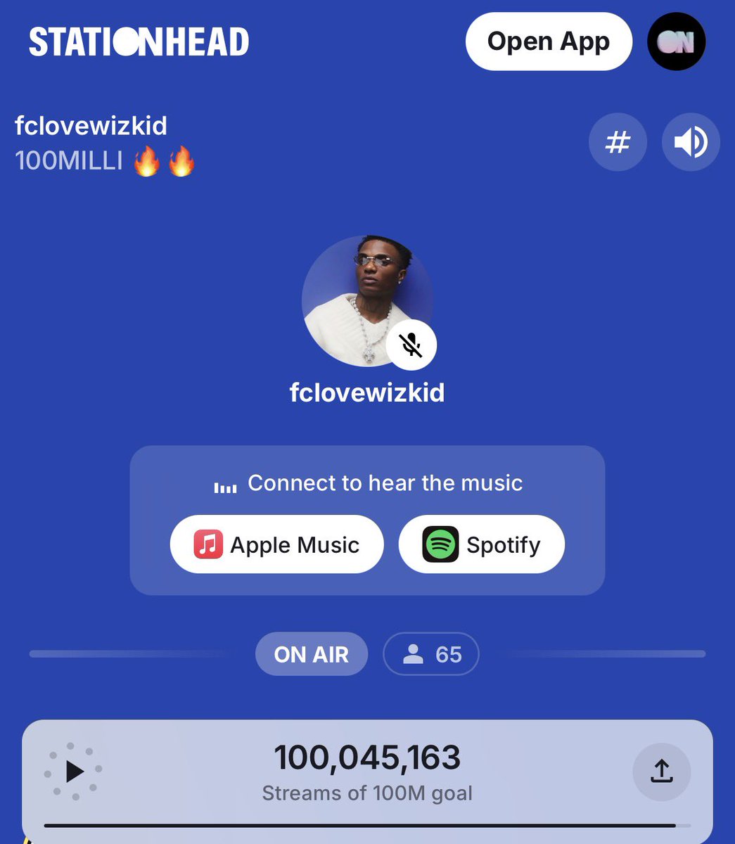 thedebuthub's tweet photo. 🚨 WIZKID FC HAS NOW GENERATED OVER 100 MILLION STREAMS ON STATIONHEAD. 👏🏾🔥

— MAKING THEM THE FIRST AFRICAN FANBASE TO HIT THE MILESTONE! 🌍📈 https://t.co/fpskhRmOGn