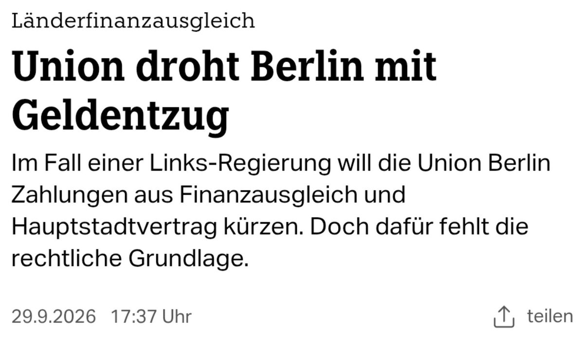Amira_M_Ali's tweet photo. „Unsere Demokratie“: Sachsen-Anhalt wird der Vorsitz der Ministerpräsidentenkonferenz entzogen, weil man Angst vor Siegmund und der AfD hat. Berlin sollen aus den Unions-regierten Ländern Gelder gestrichen werden, wenn die Linke dort regieren sollte.

Das politische Muster ist in beiden Fällen dasselbe: Wenn ihr nicht so wählt, wie wir das wollen ändern wir die Regeln, damit das rauskommt, was wir wollen. Demokratie bedeutet aber, Wahlergebnisse zu akzeptieren, auch wenn sie einem nicht gefallen. Wer den Wählerwillen nur dann respektiert, wenn das Ergebnis politisch genehm ist, ist kein Demokrat. 

Die große Empörung von Rot-Rot-Grün in Berlin ist allerdings fehl am Platze. Denn diese Parteien waren bisher selbst jederzeit bereit, Regeln zu ändern oder zu beugen, wenn es gegen den politischen Gegner geht. Verantwortung für den Zustand unserer Demokratie sucht man vergebens. Wir erinnern uns: Im Bundestag haben genau diese Parteien – SPD, Grüne und Linke – eine Neuauszählung der Bundestagswahl abgelehnt, obwohl es nachgewiesene Auszählungsfehler gibt und wir wissen, dass es sehr wahrscheinlich ist, dass das BSW in Wahrheit die Fünf-Prozent-Hürde übersprungen hat und daher im Bundestag sitzen müsste.  Das hätte sie allerdings einige Mandate gekostet und einen unliebsamen Konkurrenten, das BSW, ins Parlament gebracht. Wenn es um die eigenen Pfründe geht, ist Demokratie plötzlich unwichtig. 
Auch dagegen steht das BSW auf! 

Der demokratischer Minimalkonsens muss lauten: Jede Stimme wird korrekt gezählt und im Zweifel wird ein Wahlergebnis überprüft, korrekt festgestellte Wahlergebnisse werden respektiert und die Spielregeln werden nicht danach verändert, wer eine Wahl gewinnt. 

Wenn dieser Konsens dort endet, wo das Ergebnis den eigenen Machtinteressen widerspricht, braucht sich keine dieser Parteien auf die Fahne zu schreiben, für „unsere Demokratie“ zu kämpfen.